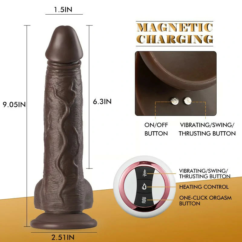 BBC LOVER Realistic 4 IN 1 Thrusting Wrigging Vibrating Heating Black Pumpy Joy BBC LOVER Realistic 4 IN 1 Thrusting Wrigging Vibrating Heating Black Pumpy Joy