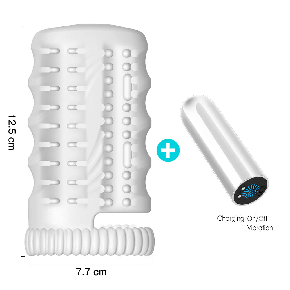 Dual Channel Silicone Vibrating Penis Trainer with Twin Tunnel Openings