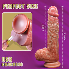 SINGER 3 IN 1 Realistic Non-sticky Blush Heating Dildo 8.66inch