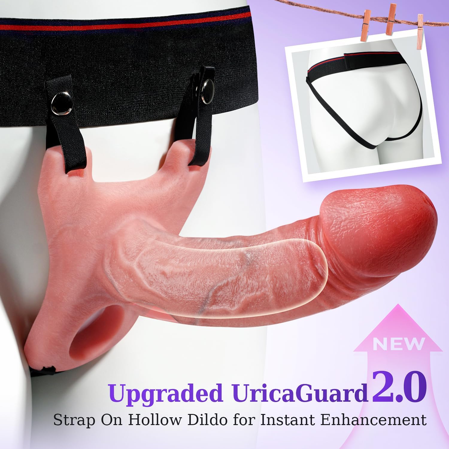 URICAGARD 2 Remote & APP-Controlled Penis Sleeve with Vibrator – Realistic Silicone Penis Extender for Couples