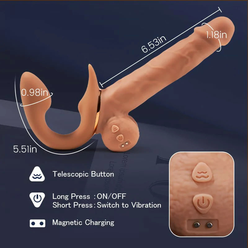 Greedy - 9 Telescopic Vibrating Strap-On with Adjustable Clitoral Stim Pumpy Joy Greedy - 9 Telescopic Vibrating Strap-On with Adjustable Clitoral Stim Pumpy Joy