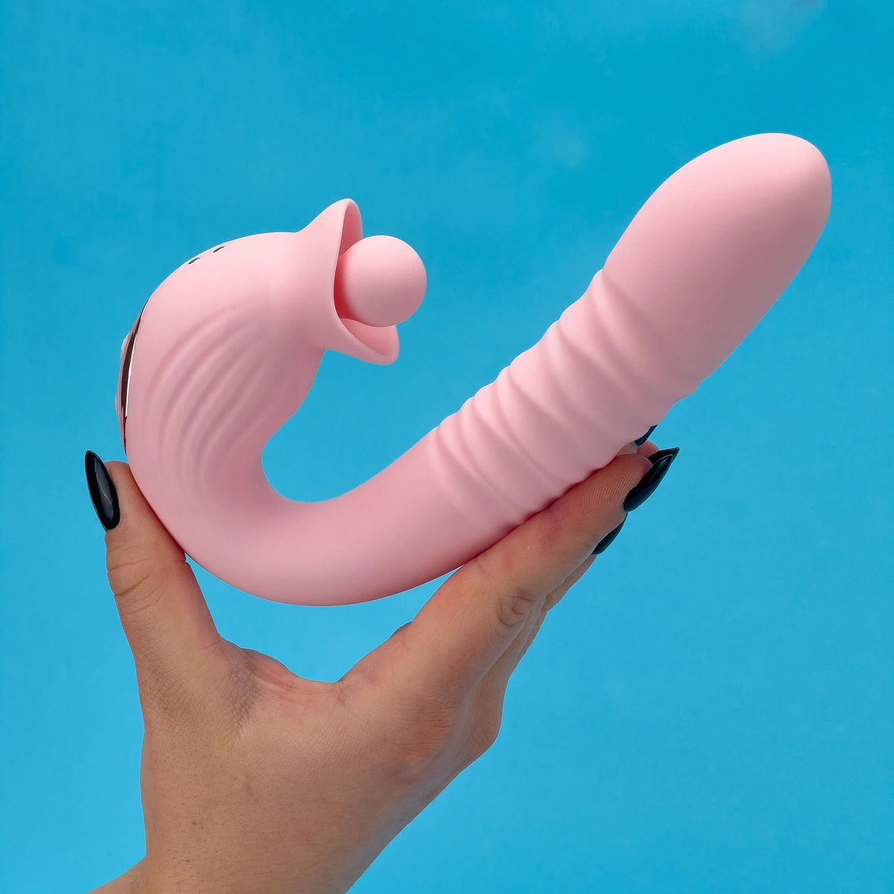 curved design Thrusting rabbit vibrator flexible clit tapping