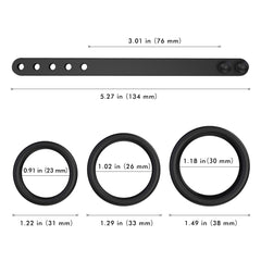 Lock All: 1 Adjustable Cock Ring + 1 Dual Ring + 2 Sizes Cock Ring Combination