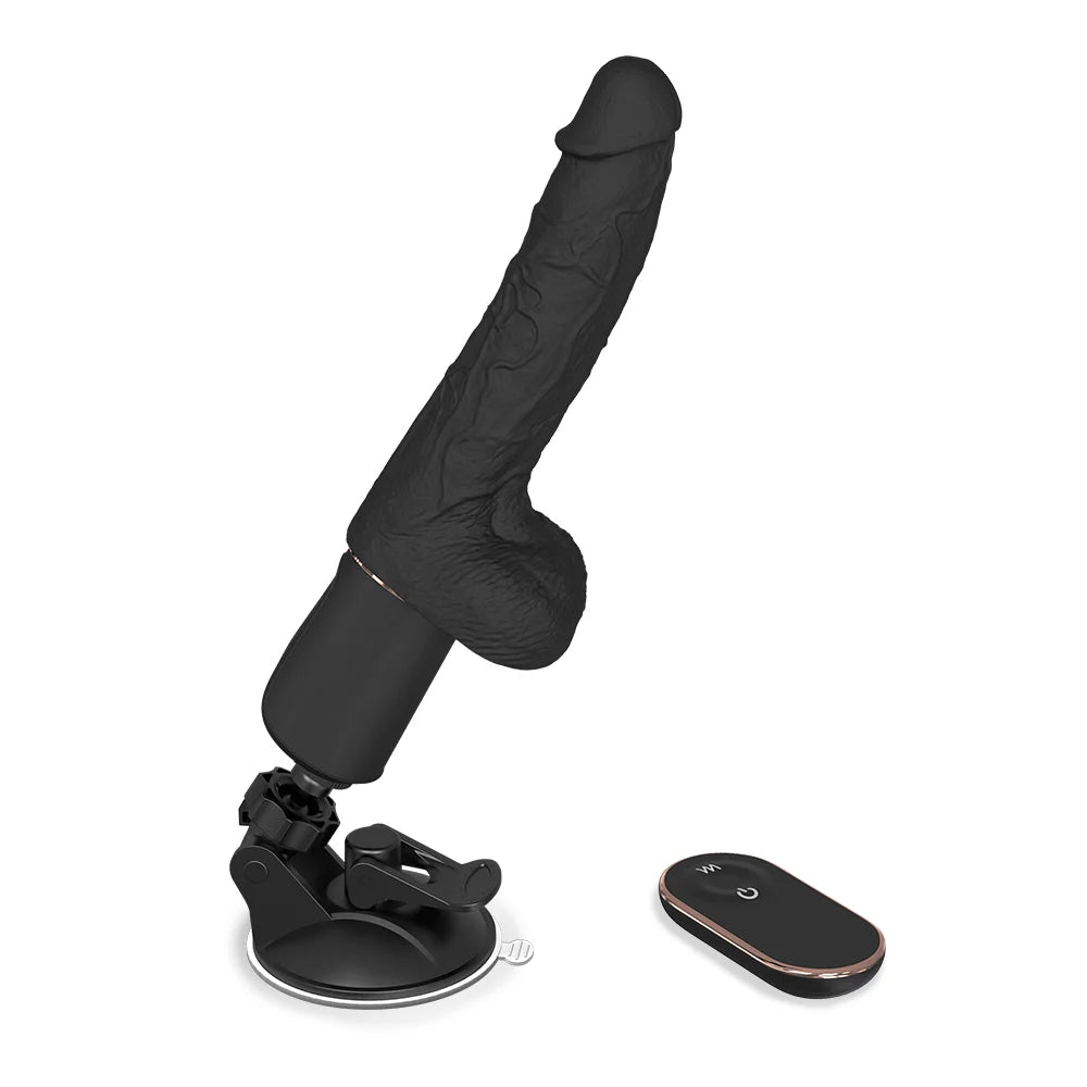 5.5 inch Heating Vibrating Black Dildo with Strong Suction Cup