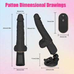 5.5 inch Heating Vibrating Black Dildo with Strong Suction Cup