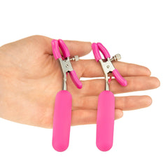 Pink or Blck vibrating nipple clamps Vibrating nipplegasmic fun