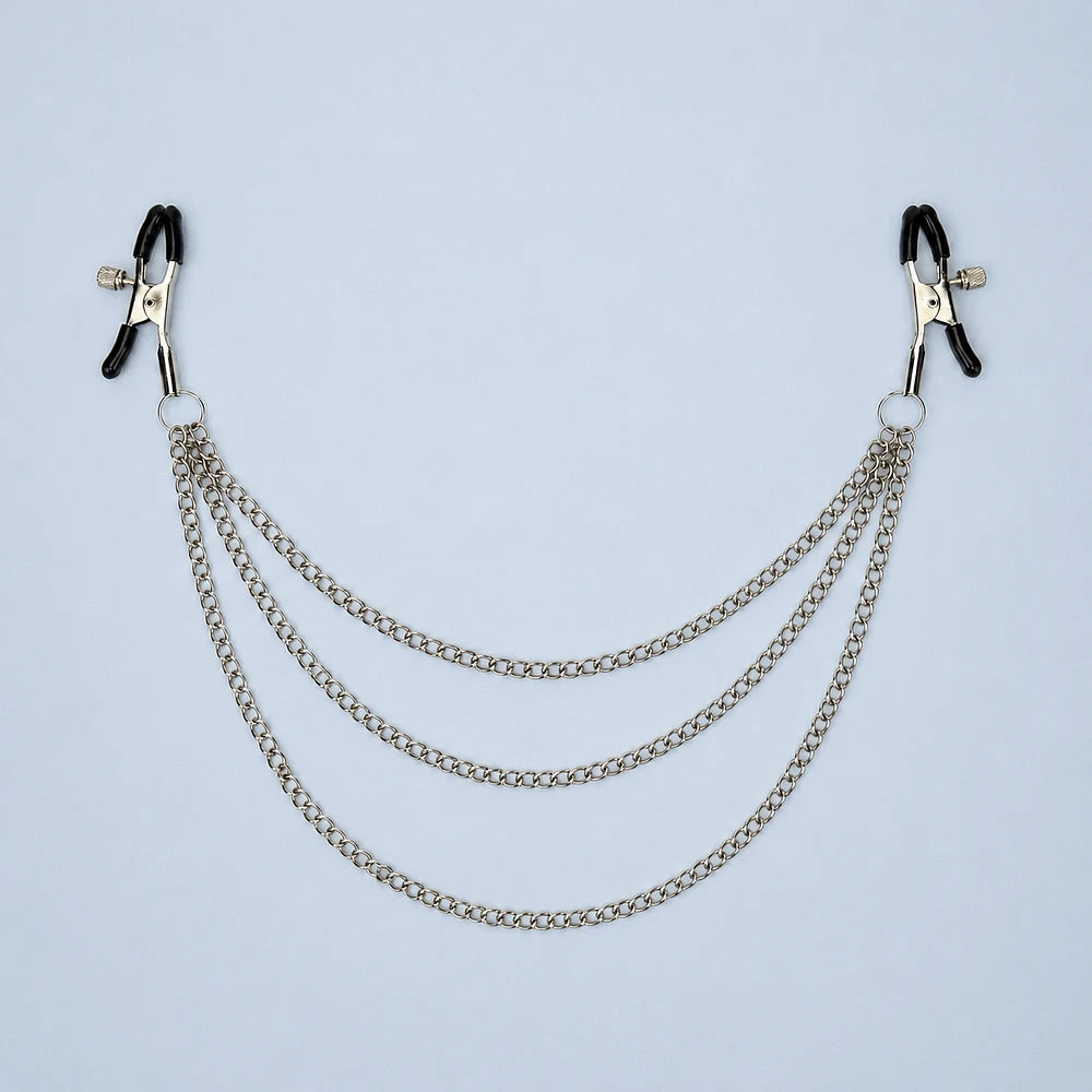 Triple drape chain Nipple clamps
