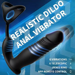 APP Control Thrusting Prostate Massager with 3 in 1 Cock Ring