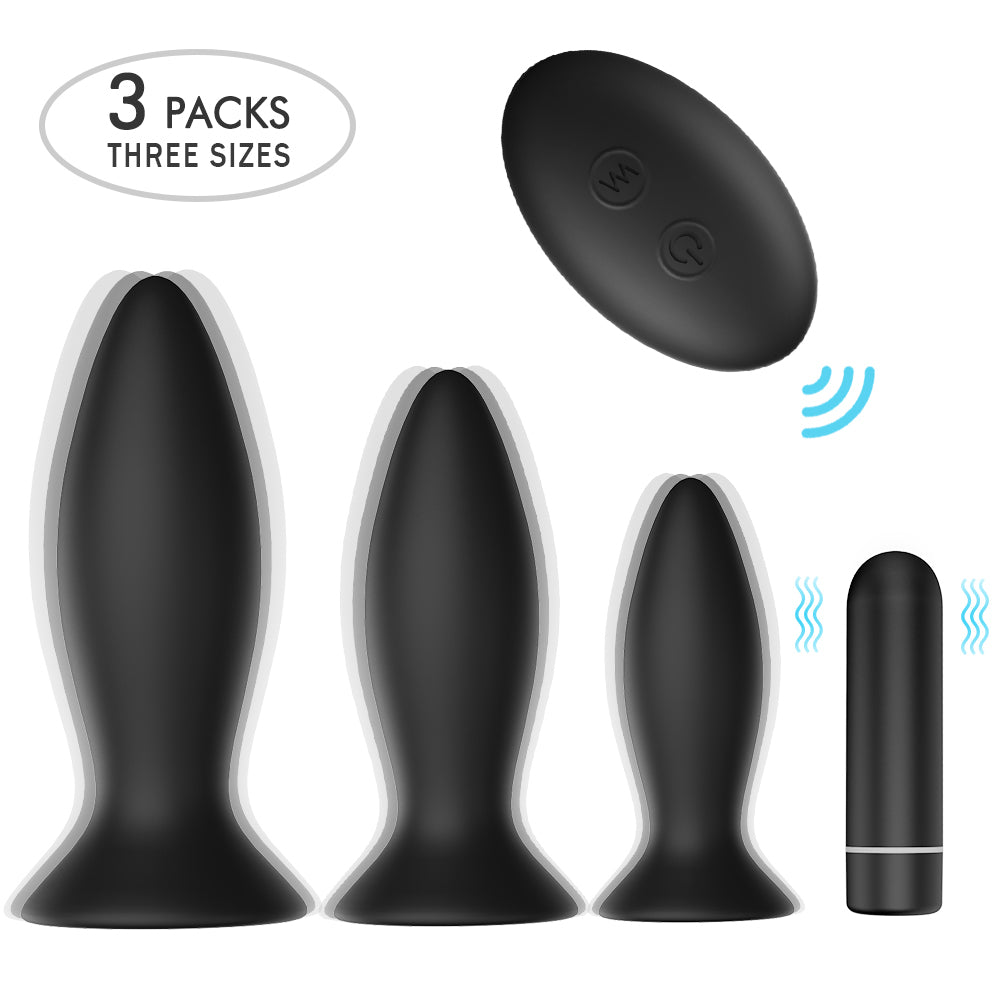 3Pcs Vibrating Butt Plug Set Anal Training Kit for Beginners Pumpy Joy 3Pcs Vibrating Butt Plug Set Anal Training Kit for Beginners Pumpy Joy