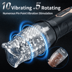 Blowjob Masturbator Cup with 5 Rotating ＆10 Vibrating Modes