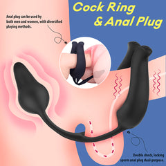 2 in 1 Vibrating Penis Ring with Anal Plug ( With/Without Remote Control )