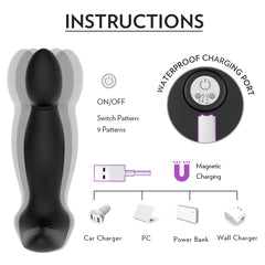 Vibrating Butt Plug with 9 Vibration Mode Male Sex Toy