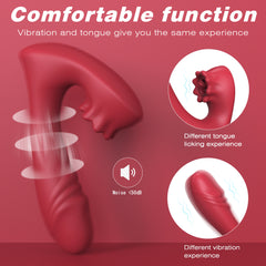 Wearable Dildo Vibrator with Clitoris Licking Tongue & Remote Control