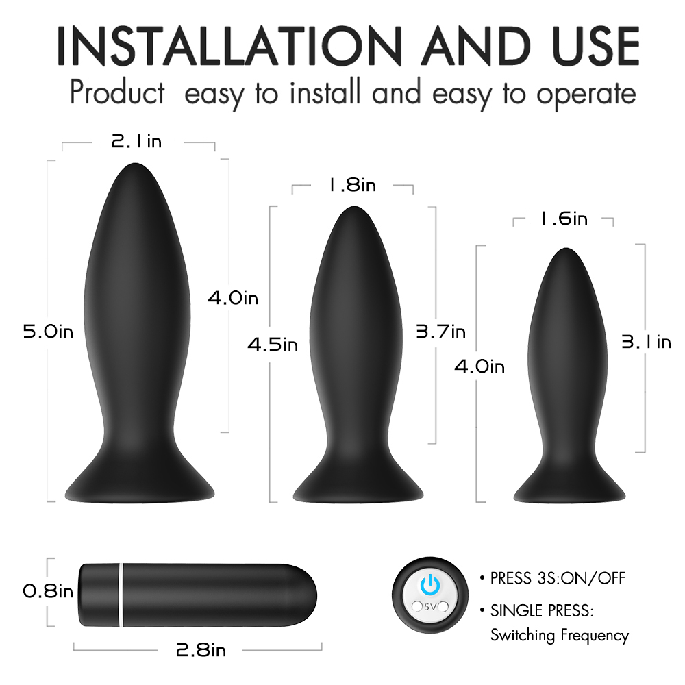 3Pcs Vibrating Butt Plug Set Anal Training Kit for Beginners Pumpy Joy 3Pcs Vibrating Butt Plug Set Anal Training Kit for Beginners Pumpy Joy